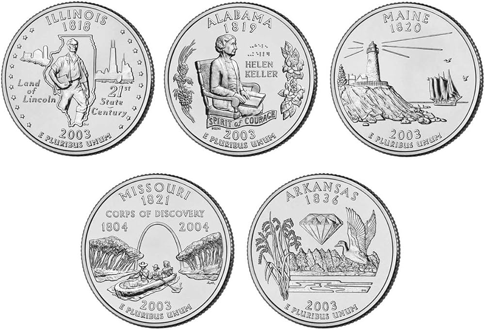 2003-P Missouri State Quarter obverse and reverse showing Washington portrait and Gateway Arch design